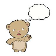 cartoon worried teddy bear with thought bubble
