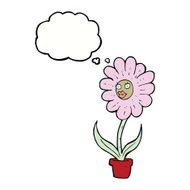 cartoon flower with thought bubble N30