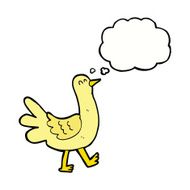 cartoon walking bird with thought bubble N17
