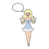 cartoon beer festival girl with thought bubble N8