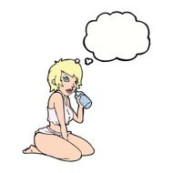 cartoon sexy gym girl with thought bubble N9