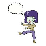 cartoon zombie girl with thought bubble N11