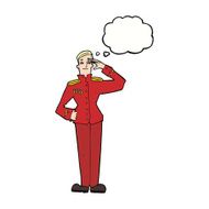 cartoon military man in dress uniform with thought bubble N8