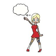 cartoon woman with tattoos thought bubble N8