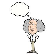 cartoon big hair lecturer man with thought bubble N9