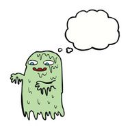 cartoon gross slime ghost with thought bubble N3
