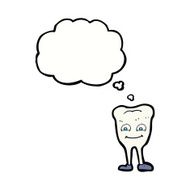 cartoon tooth with thought bubble N13