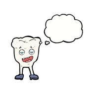 cartoon tooth looking smug with thought bubble N13