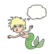 cartoon mermaid with thought bubble N54