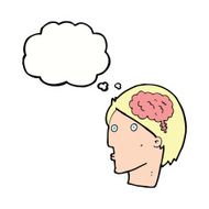 cartoon man with brain symbol thought bubble N17