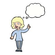 cartoon woman with idea thought bubble N199