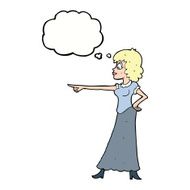 cartoon woman pointing finger with thought bubble N9