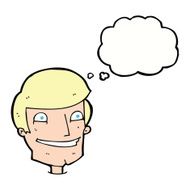 cartoon grinning man with thought bubble N73