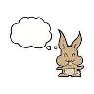 cartoon rabbit with thought bubble N72