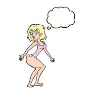 cartoon woman in lingerie with thought bubble N41