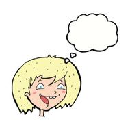 cartoon happy girl with thought bubble N72