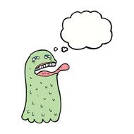 cartoon funny ghost with thought bubble N17
