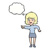 cartoon woman pointing with thought bubble N174