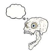 cartoon scary skull with thought bubble N20