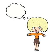cartoon woman giving thumbs up symbol with thought bubble N53