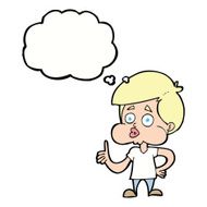cartoon boy giving thumbs up with thought bubble N9