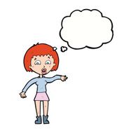 cartoon surprised woman with thought bubble N201