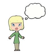 cartoon woman with open arms thought bubble N82