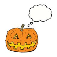 cartoon pumpkin with thought bubble N18