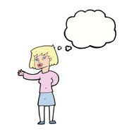 cartoon woman explaining with thought bubble N42