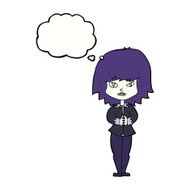 cartoon vampire woman with thought bubble N8