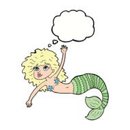cartoon pretty mermaid with thought bubble N34