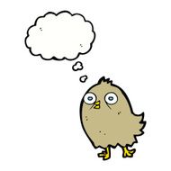 funny cartoon bird with thought bubble N106