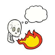 cartoon fire breathing skull with thought bubble N5