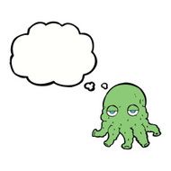 cartoon alien squid face with thought bubble N24