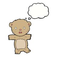 cartoon shocked teddy bear with thought bubble