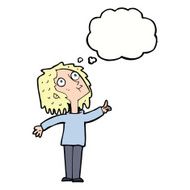 cartoon curious woman with thought bubble N42