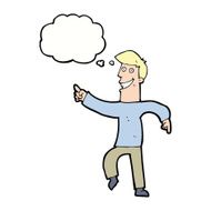 cartoon grinning man with thought bubble N74