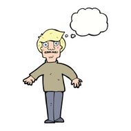 cartoon shocked man with thought bubble N90