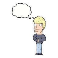 cartoon worried man with thought bubble N79