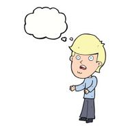 cartoon shocked man with thought bubble N91