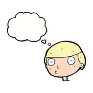 cartoon boy staring with thought bubble N15