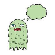 gross cartoon ghost with thought bubble N12