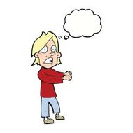 cartoon shocked man with thought bubble N92