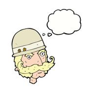 cartoon victorian big game hunter with thought bubble N8