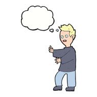 cartoon shocked man with thought bubble N93