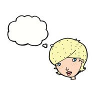 cartoon friendly woman with thought bubble N54