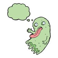 gross cartoon ghost with thought bubble N13