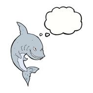 funny cartoon shark with thought bubble N22