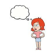 cartoon woman with hands on hips thought bubble N175