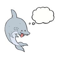 funny cartoon shark with thought bubble N23